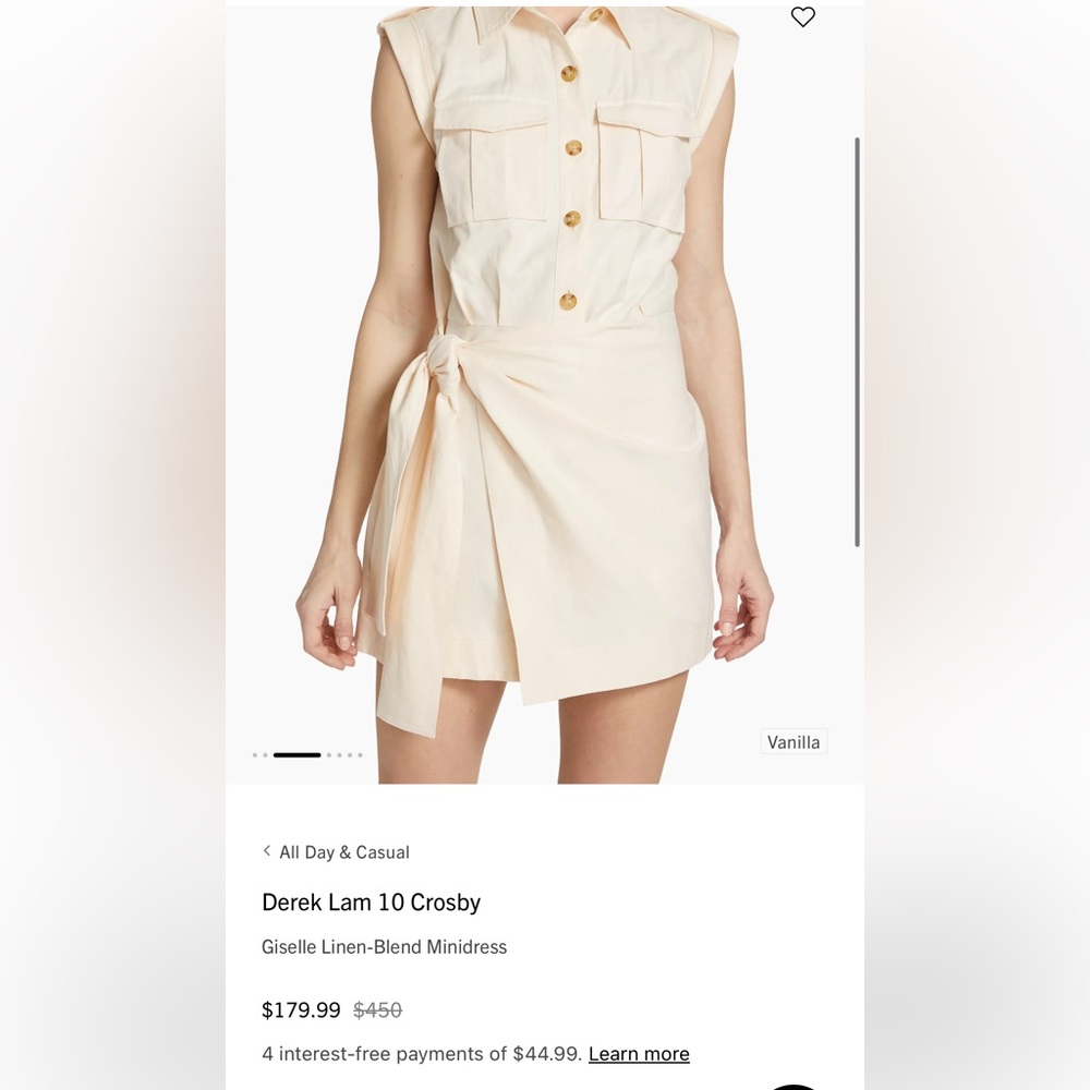 DEREK LAM 10 CROSBY Giselle Tie-Front Cargo Mini Dress